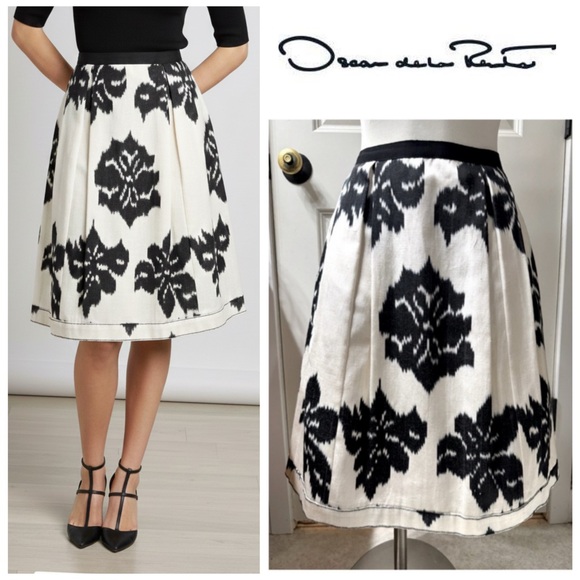 Oscar de la Renta Pleated Ikat 
Silk Cotton Skirt - Picture 14 of 14